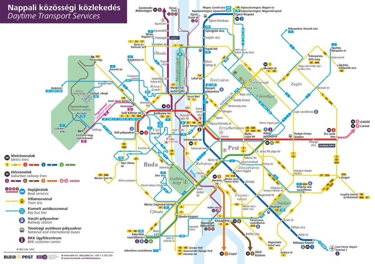 แผนที่ของบูดาเปสต์เดินเรือ