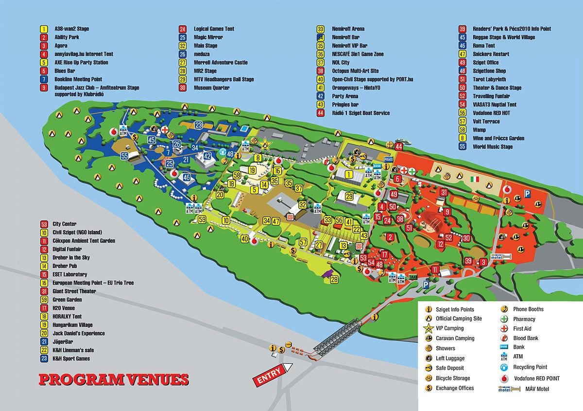 แผนที่ของ sziget บูดาเปสต์