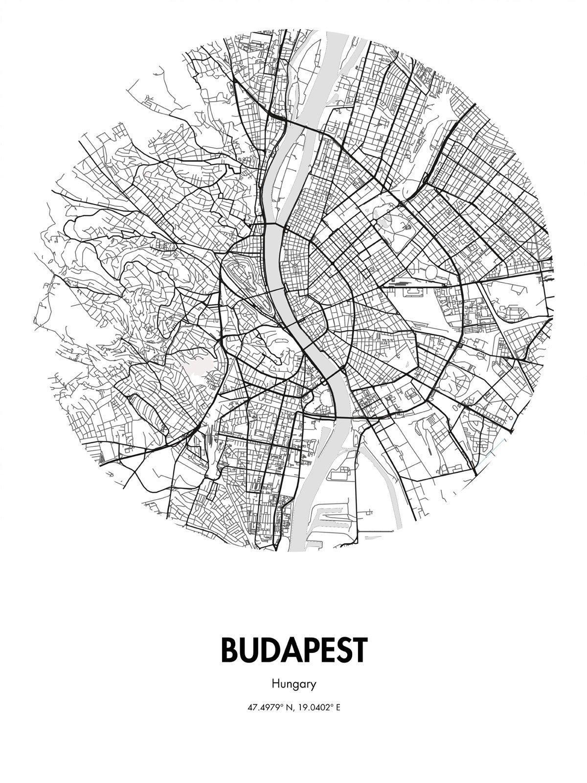 แผนที่ของบูดาเปสต์ถนนศิลปะ