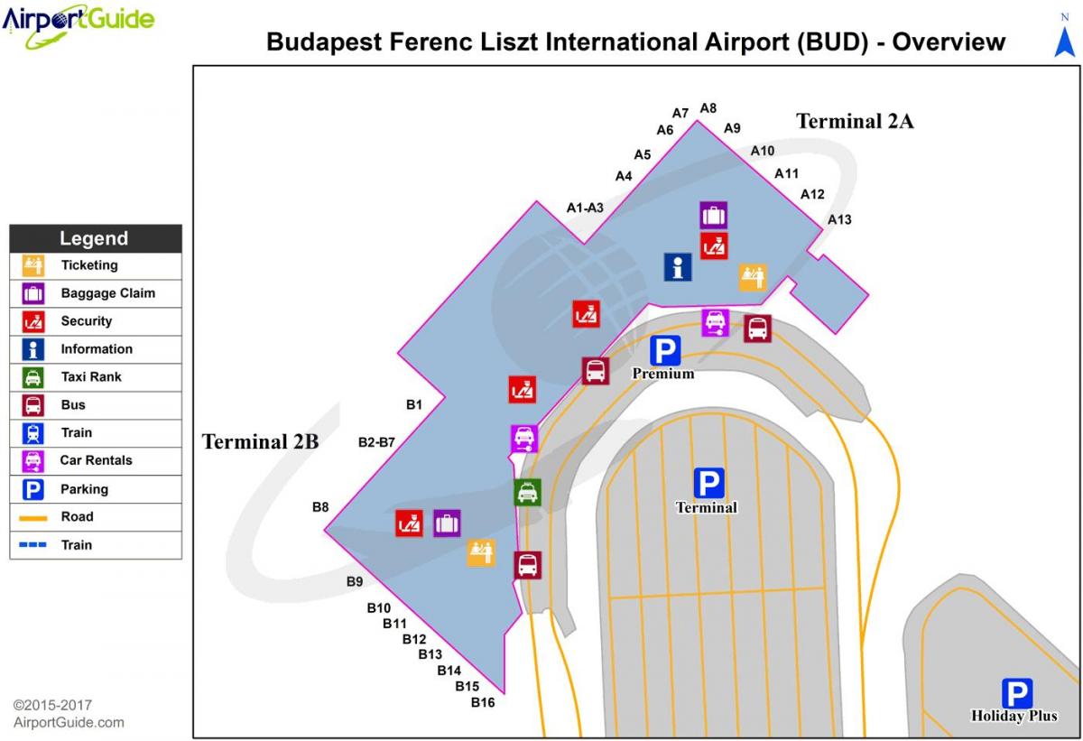 บูดาเปสนามบินแผนที่เทอร์มินัล 2a