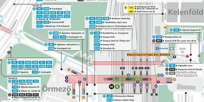 แผนที่ของบูดาเปสต์ kelenfoe สถานี
