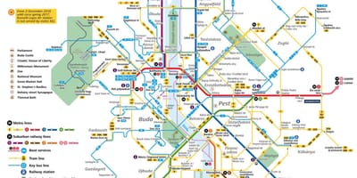 แผนที่ของบูดาเปสต์ขนส่งสาธารณะ